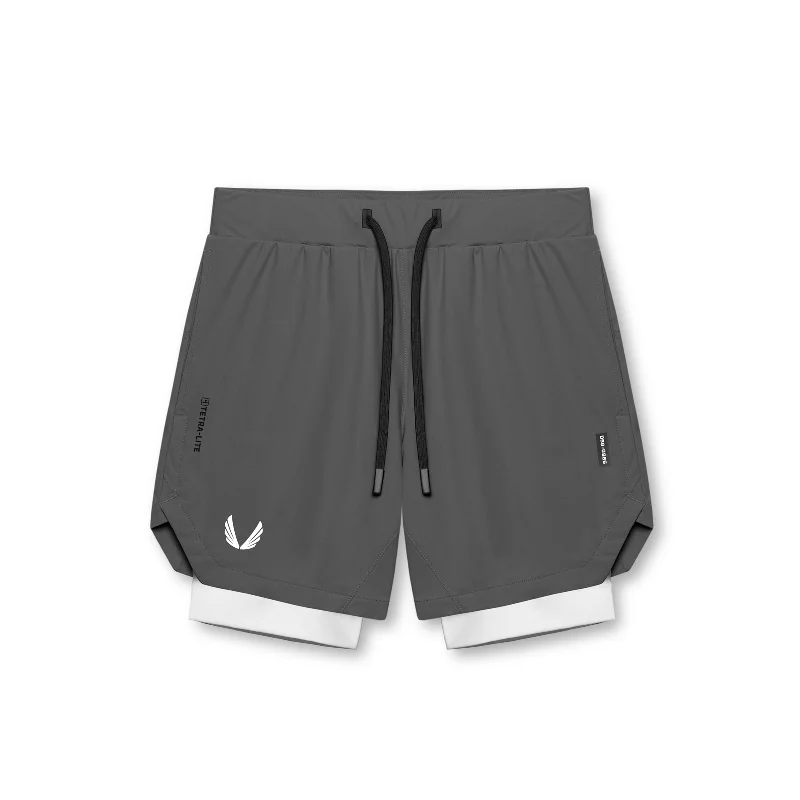 0866. Tetra-Lite® 7" Liner Short - Space Grey / White / White "Wings"