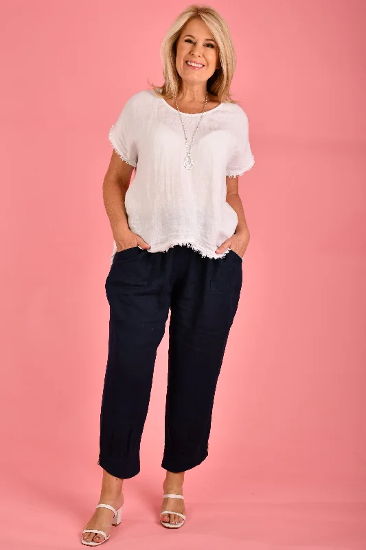 VLSP411 (24P144) - GIANA LINEN PANTS - NAVY