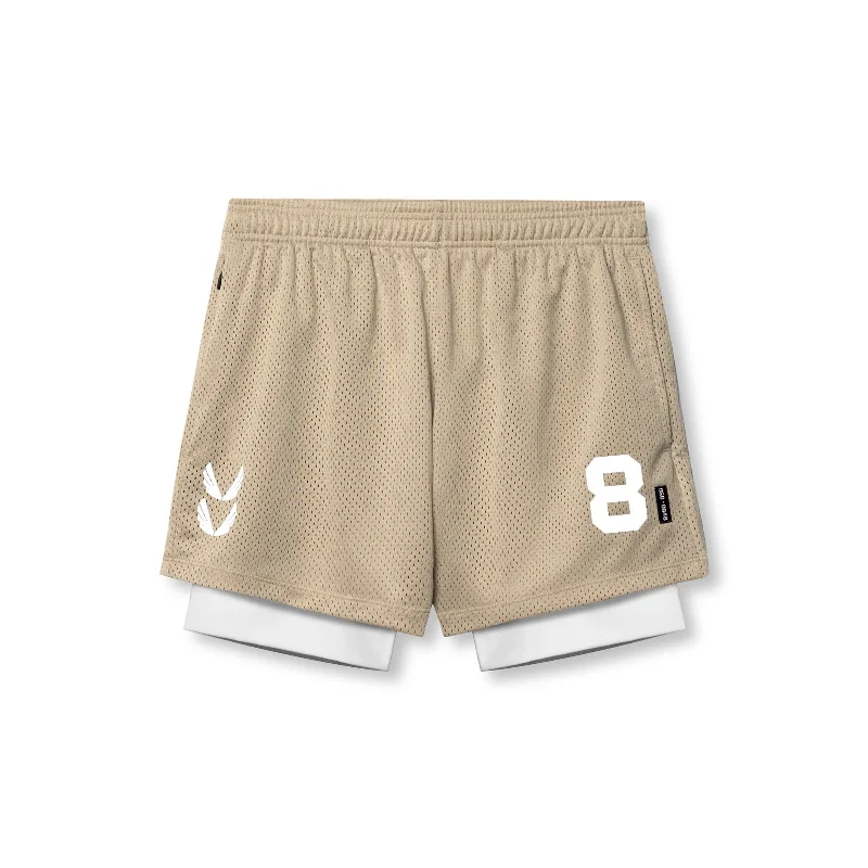 0848. SilverPlus™ Mesh 5" Liner Short - Khaki/White