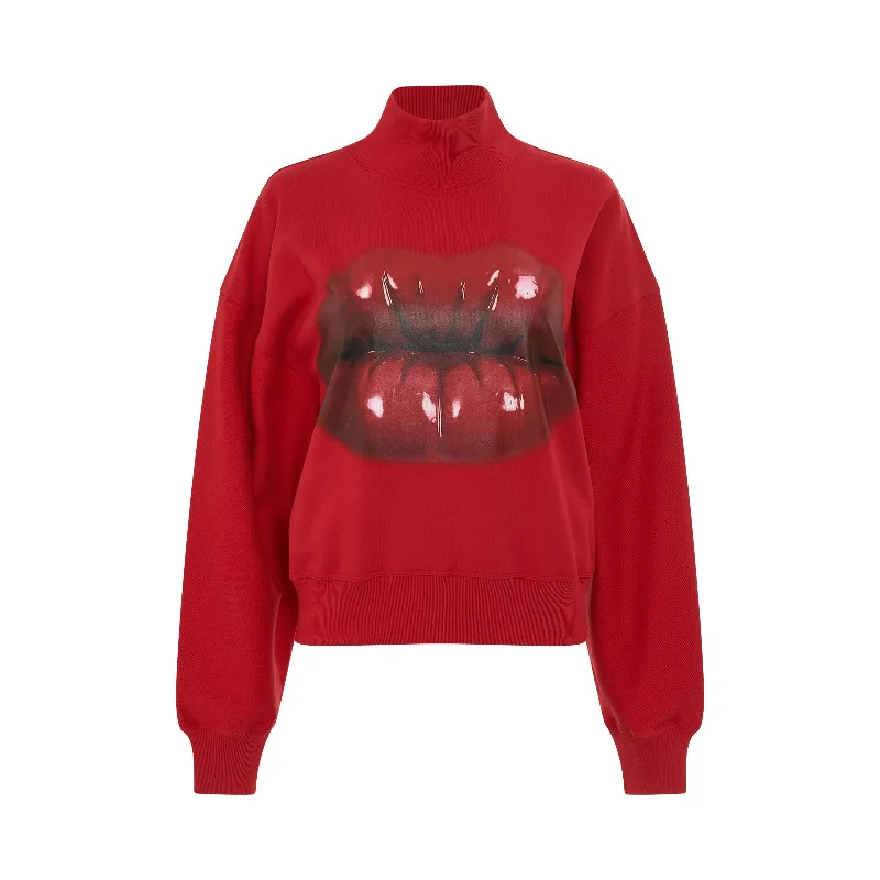 Lips Sweatshirt in Sanguine Red