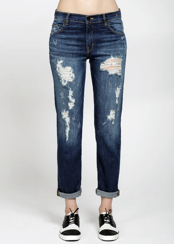 Konus Women's Distressed Jeans In Dark Blue