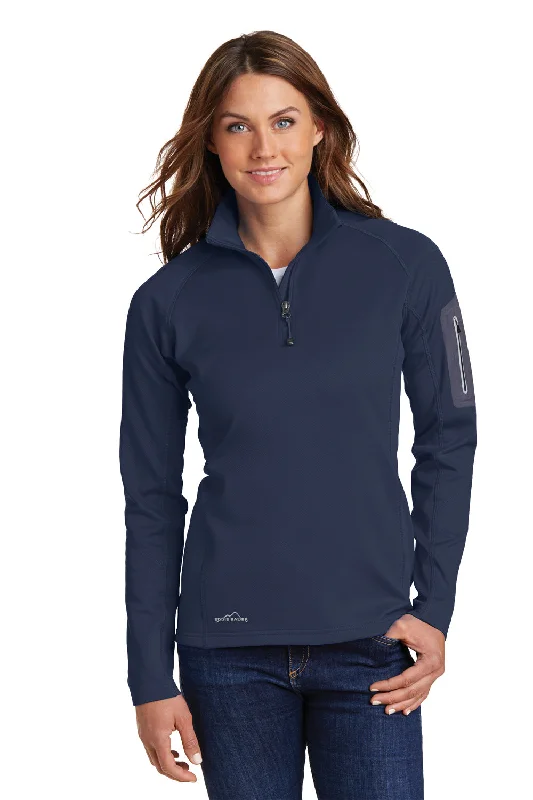 Eddie Bauer Womens Performance Fleece 1/4 Zip Sweatshirt w/ Pocket - River Navy Blue