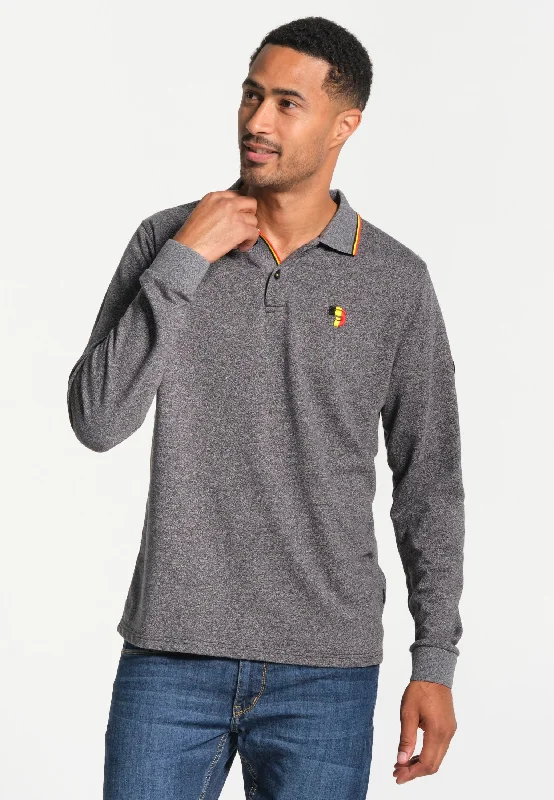 Polo homme longues manches avec logo Belgium dans le dos