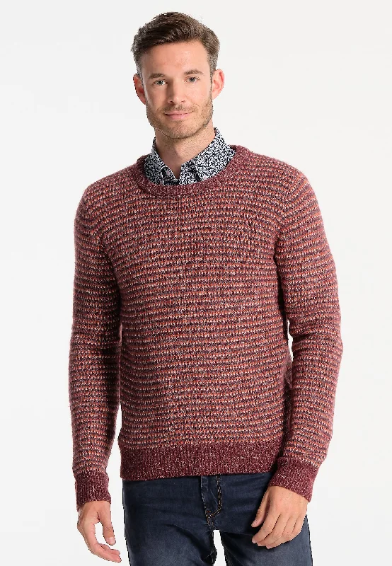 Pull homme bordeaux et bleu marine