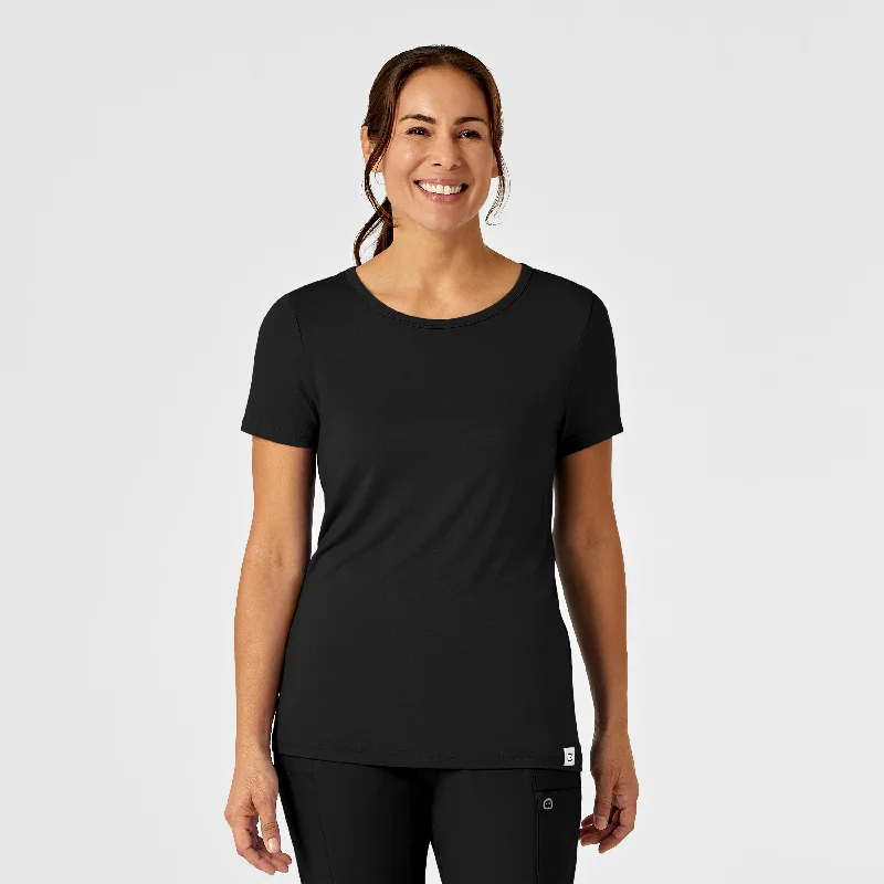 Silky Knit Short Sleeve Tee - Black