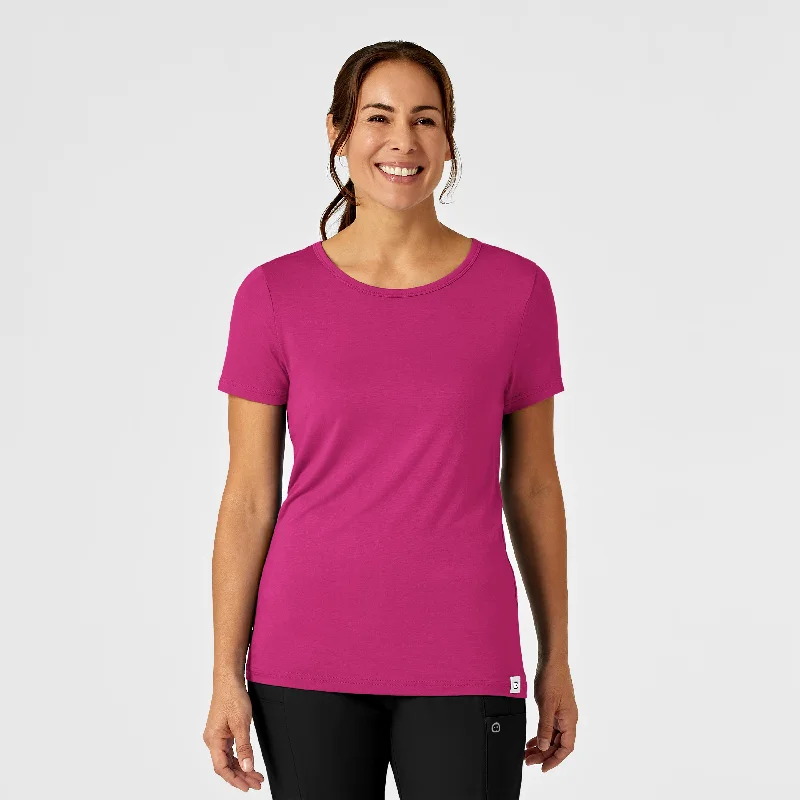 Silky Knit Short Sleeve Tee - Hot Pink