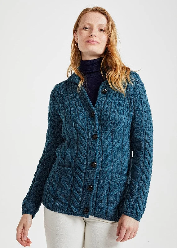 Aran Supersoft Cardigan | Teal - Clearance