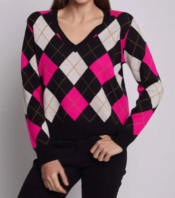 Argyle Pullover In Black Wool Blend