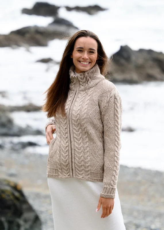 Cable Knit Aran Cardigan | Camel