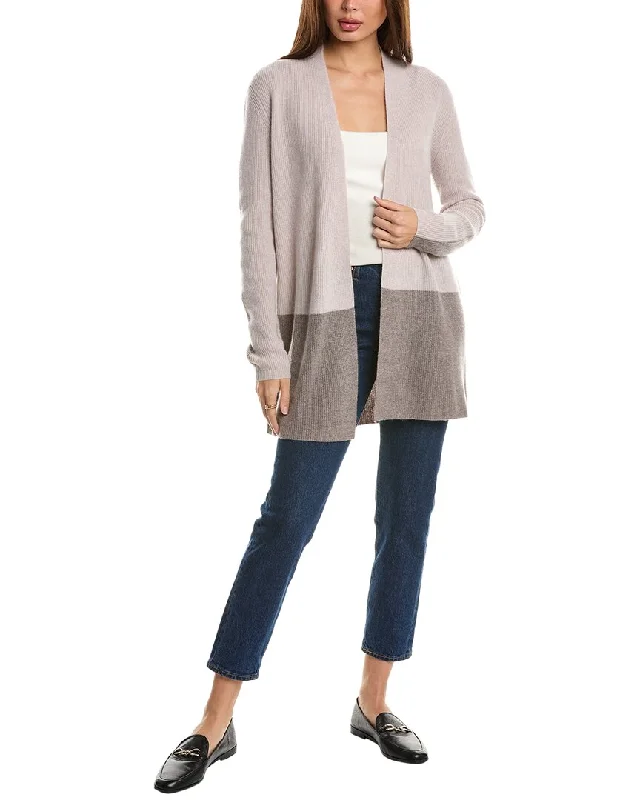 Forte Cashmere Rib Colorblocked Cashmere Cardigan