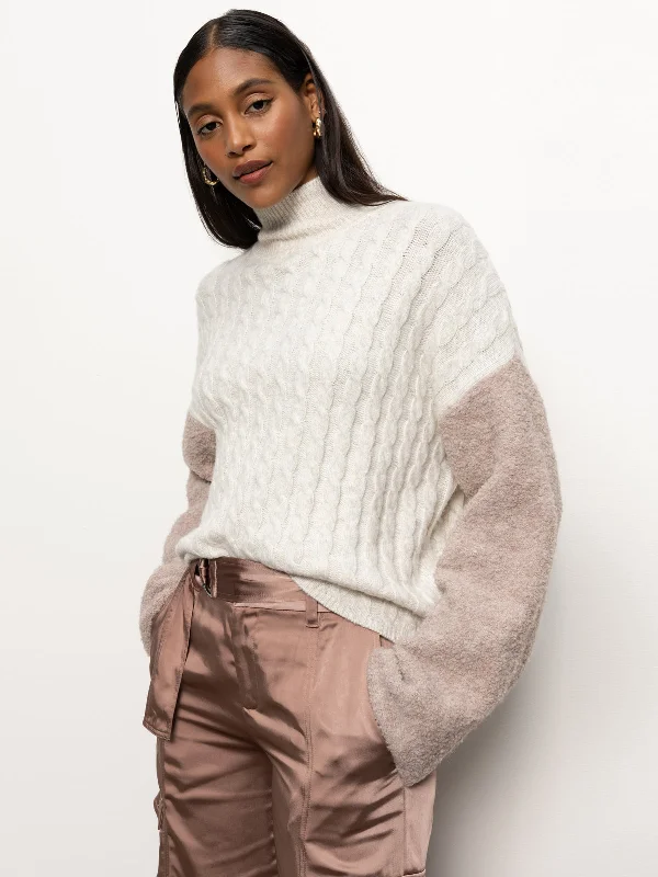 Boucle Sleeve Sweater Light Heather Oatmeal Multi