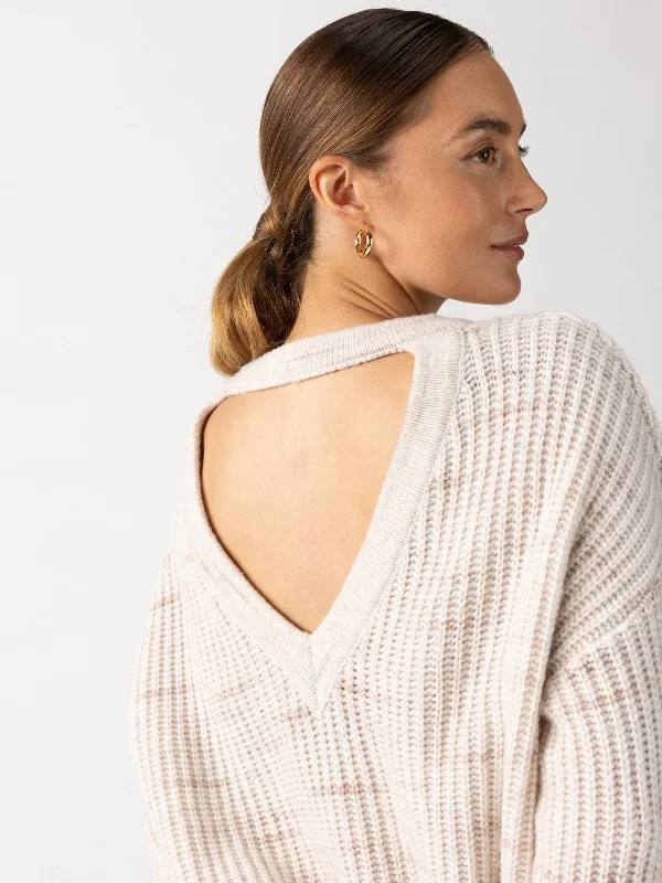 Cozy V Back Sweater Coco Smoke Multi