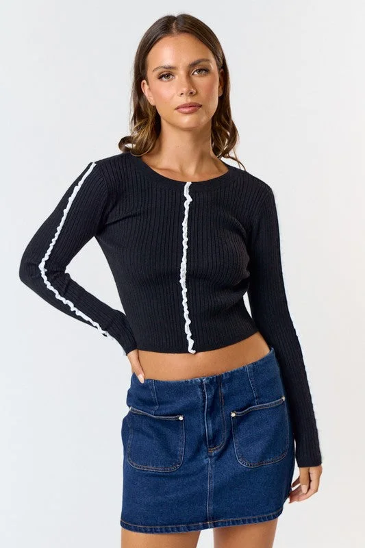 Fine Line Ribbed Sweater Top