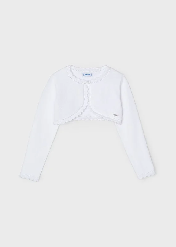 Girls White Bolero Sweater