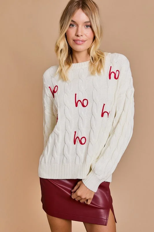 'Ho Ho Ho' Round Neck Pullover Christmas Sweater