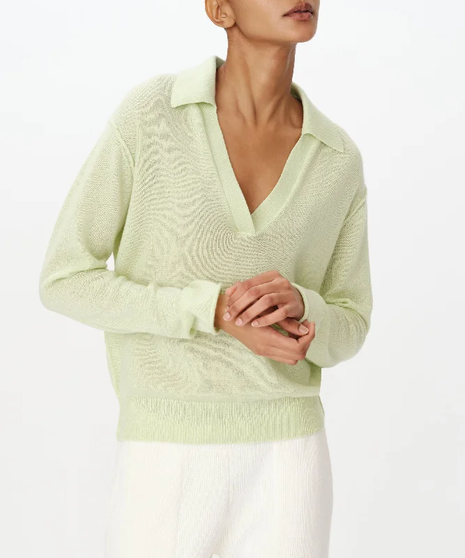 Cashmere Oversized Polo Sweater - Mint Tint