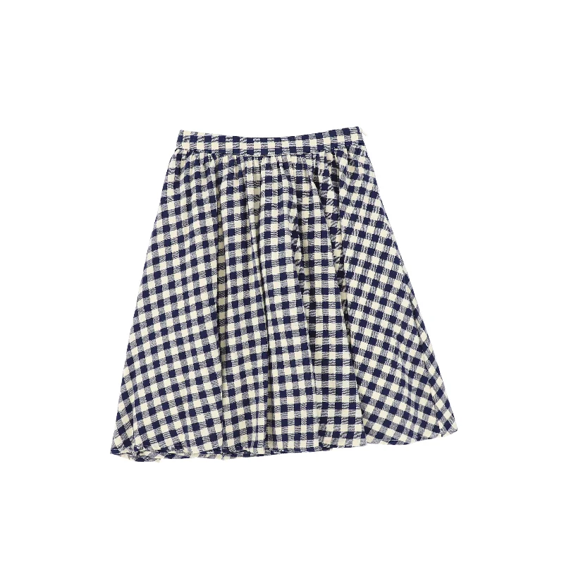 skirt pleated gingham - navy