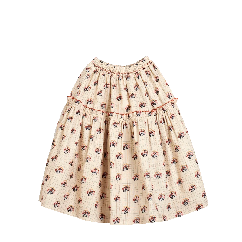 Cera Una Volta Marzia Skirt Cream Check Flower