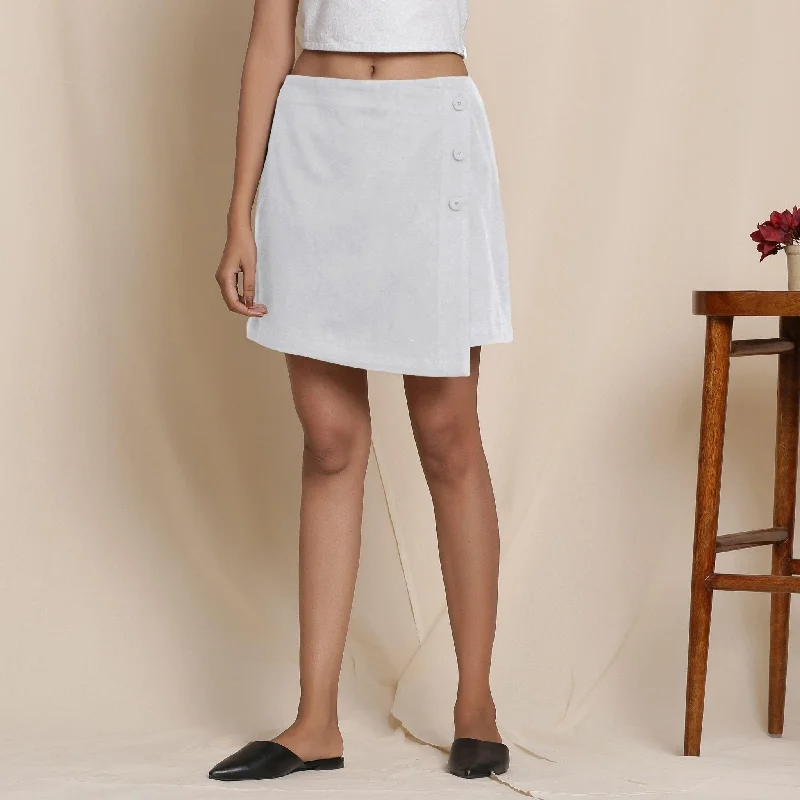 Cloudy Grey Warm Cotton Flannel Short Overlap Skirt