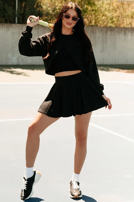 Coming In Clutch Reversible Shrug Top & Skirt Set (Black)