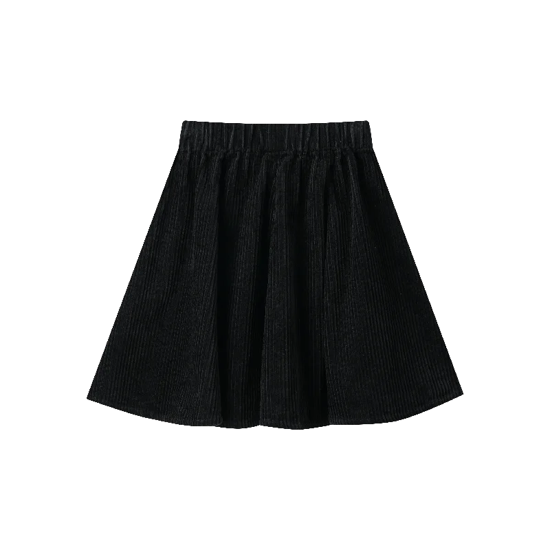 corduroy circle skirt - black