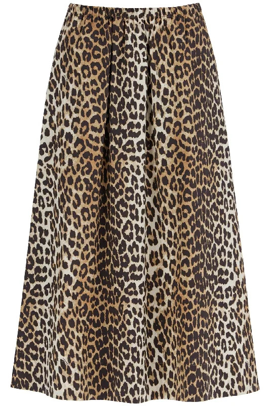 Ganni Women's Long Leopard Print Maxi Skirt