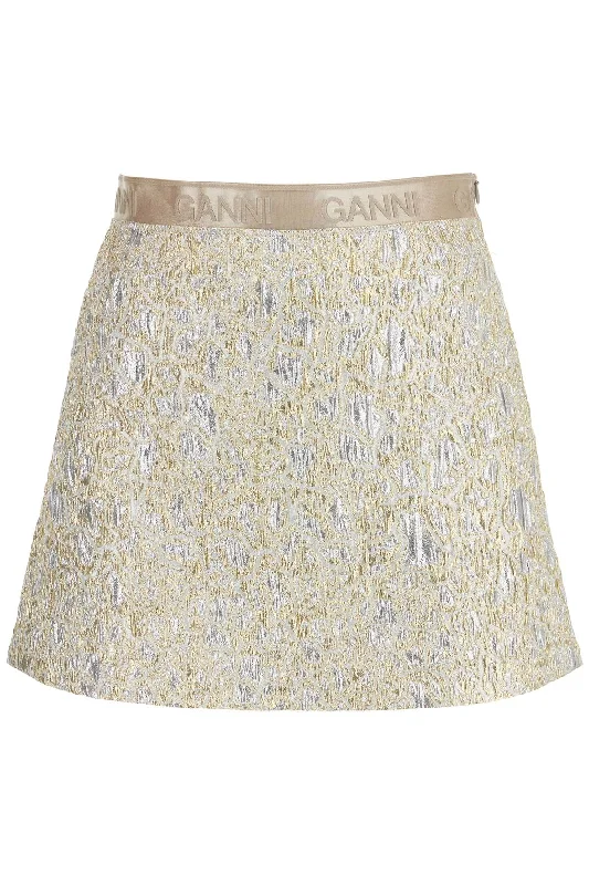 Ganni Women's Metallic Cloquã Mini Skirt