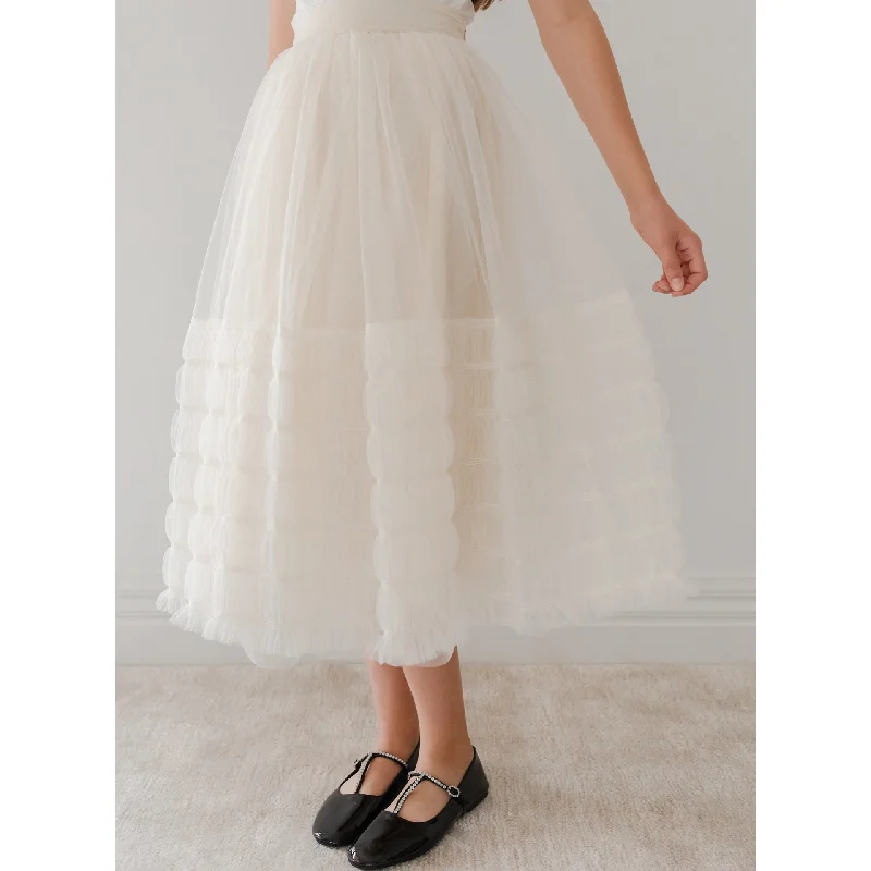 Gold Label By Petite Amalie Cream Smocked Tulle Skirt