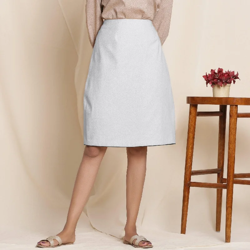 Light Grey Warm Cotton Flannel Knee-Length Pencil Skirt