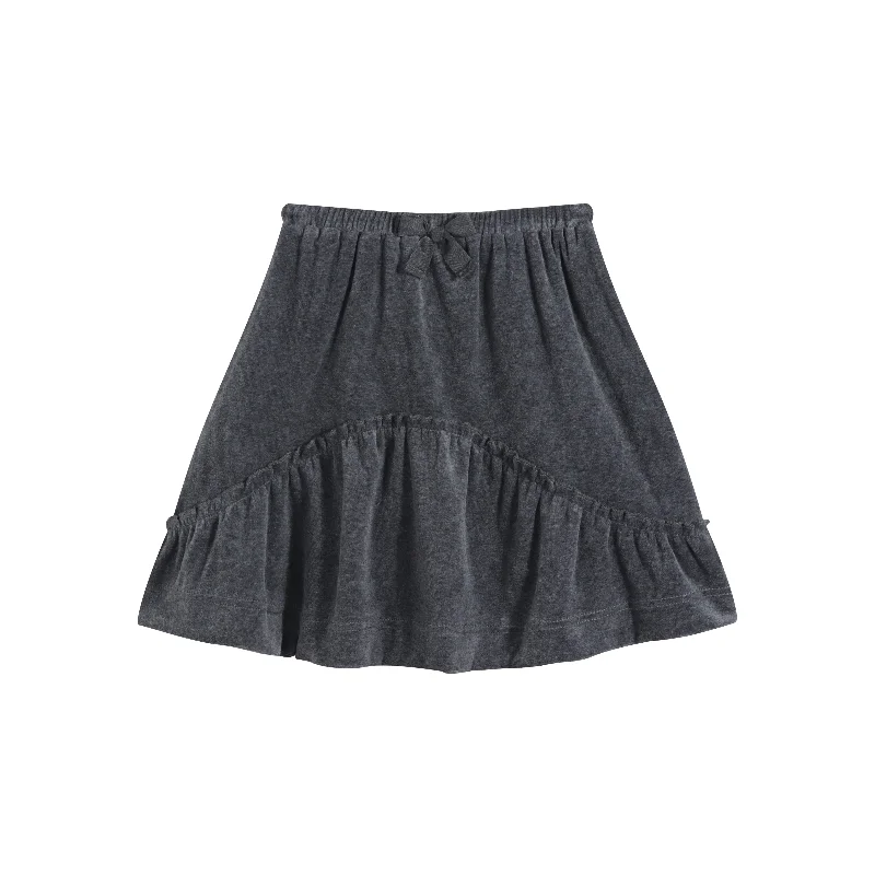 skirt velour ruffle - grey