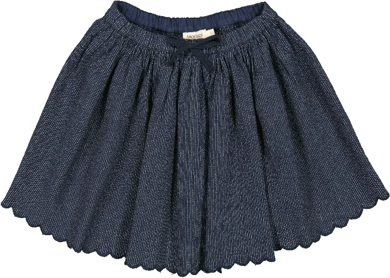 skirt stripe scalloped edge - blue-0452