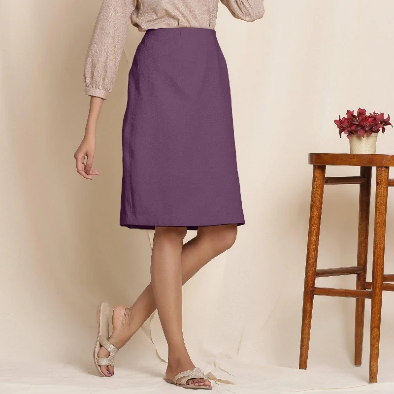 Wine Warm Cotton Flannel Knee-Length Pencil Skirt