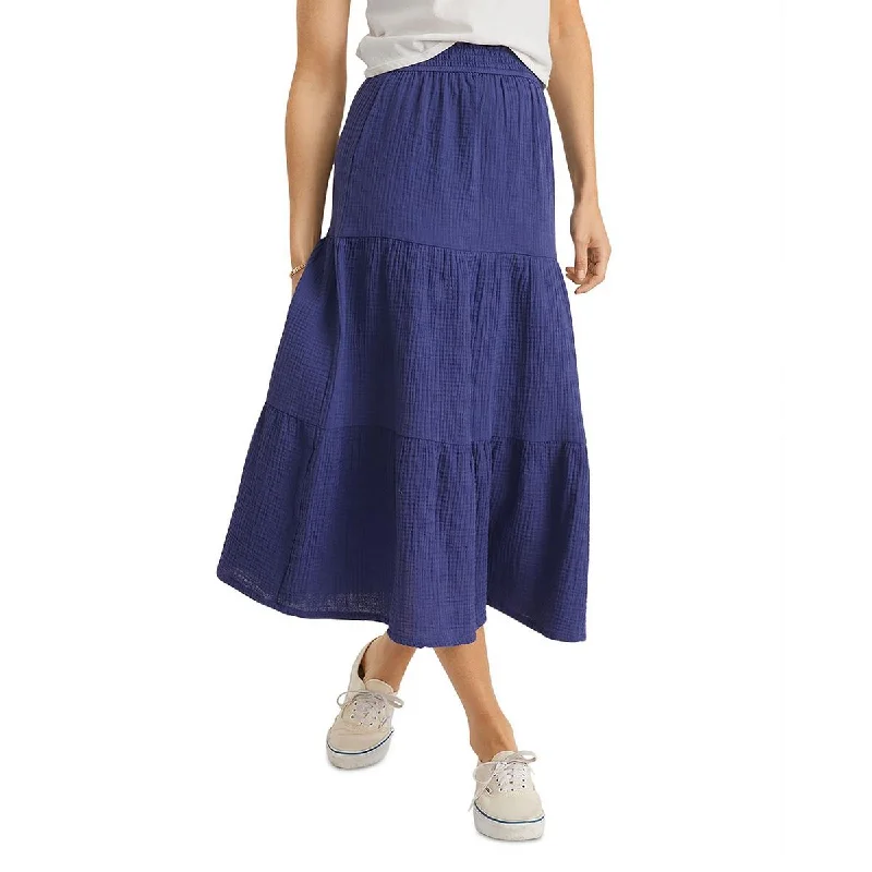 Womens Smocked Tiered Maxi Skirt