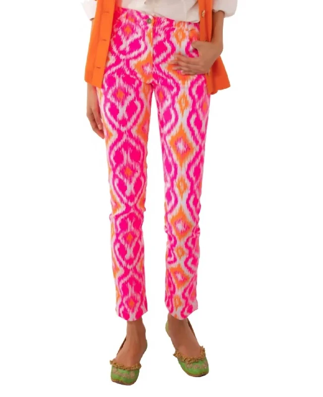 Gripeless Cotton Spandex Jeans - Kitt Ikat In Pink